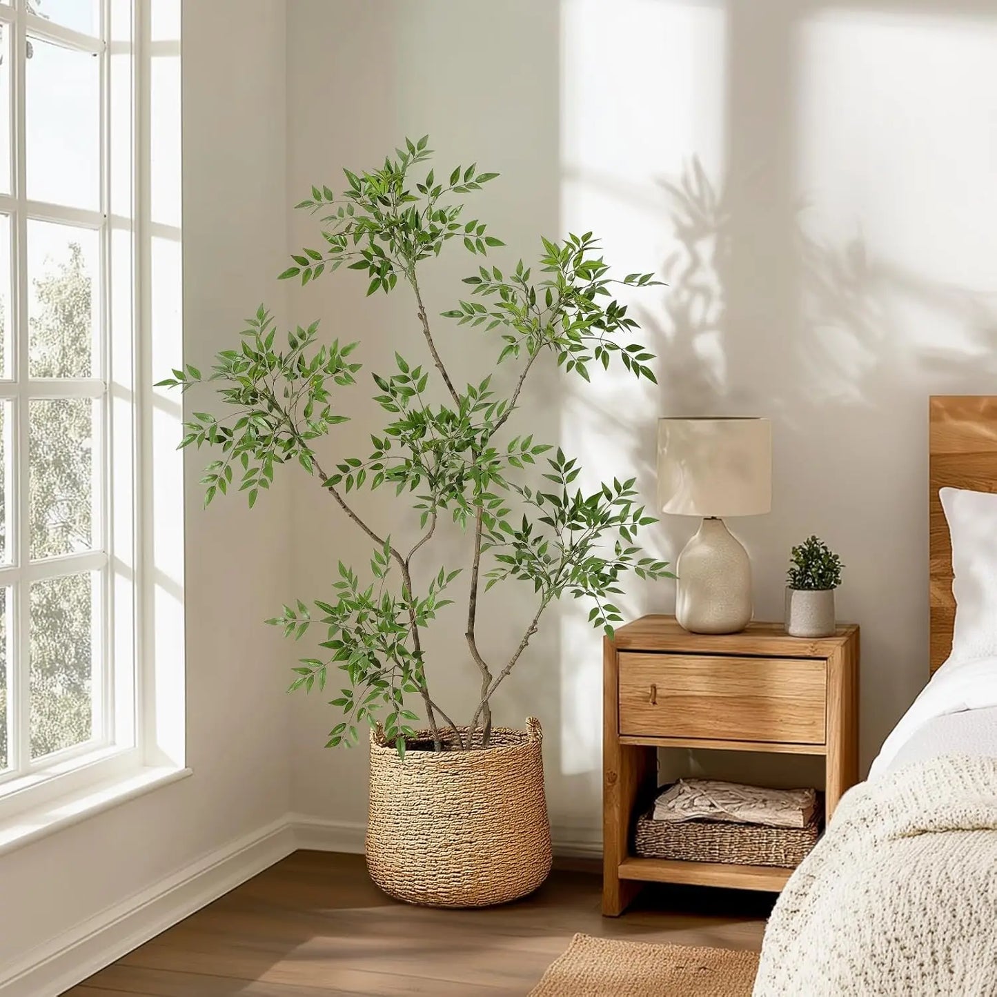 HiMISSCN Nandina Artificial Tree Floor Plant for Home Decor