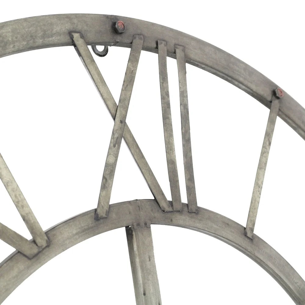 Galvanized Metal Wall Clock 32 Inch Quartz Battery Operated