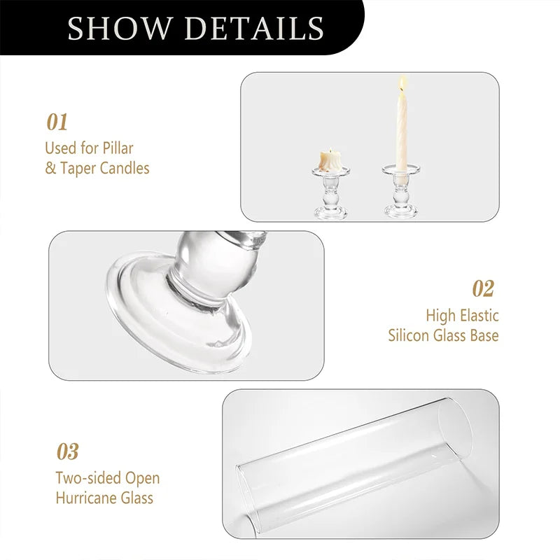 Clear Glass Hurricane Candle Holder Set Of 2 13 Inch Tall