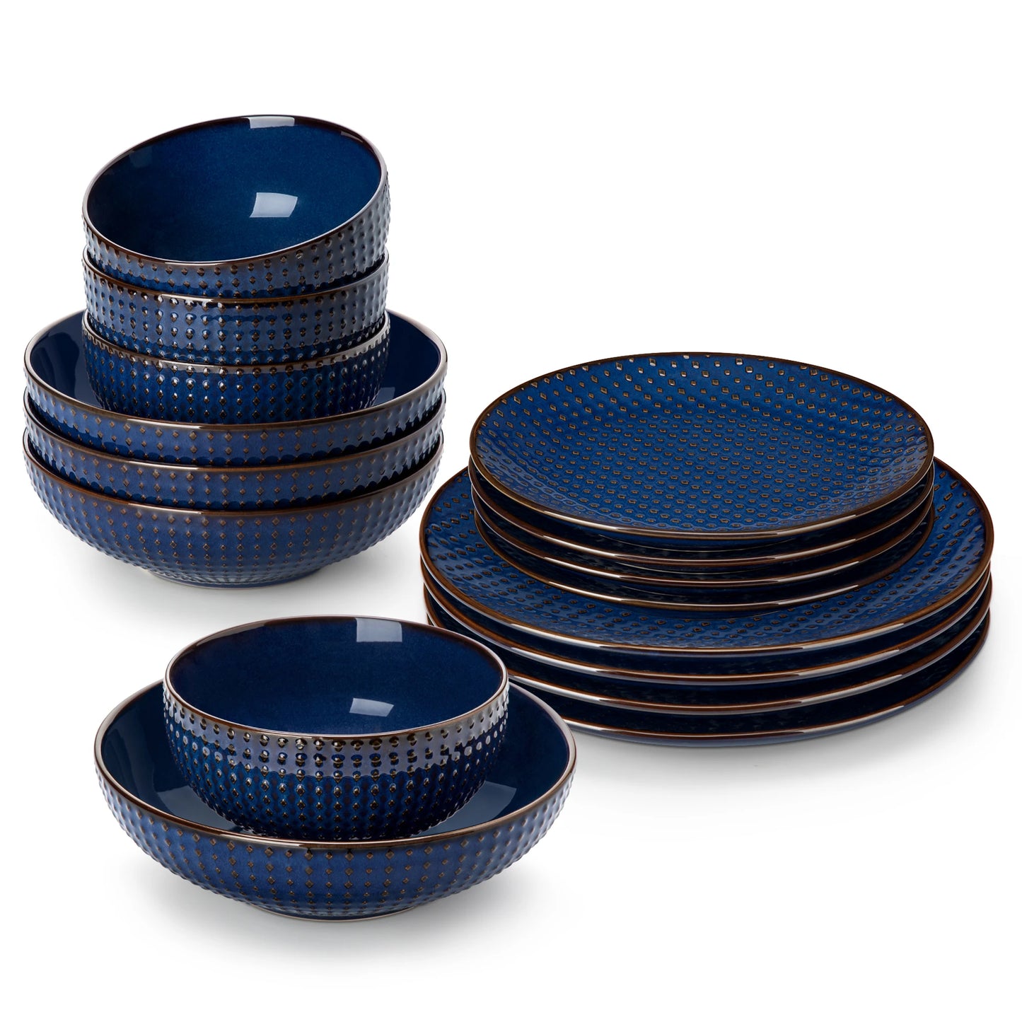 Malacasa Lydia Blue Stoneware Dinner Set for Elegant Dining