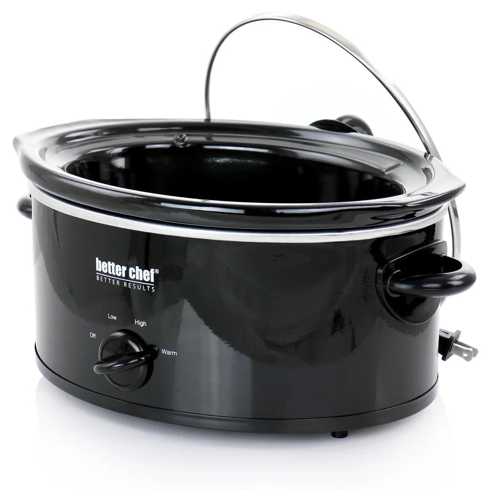 3 Quart Oval Slow Cooker With Removable Stoneware Crock Lid