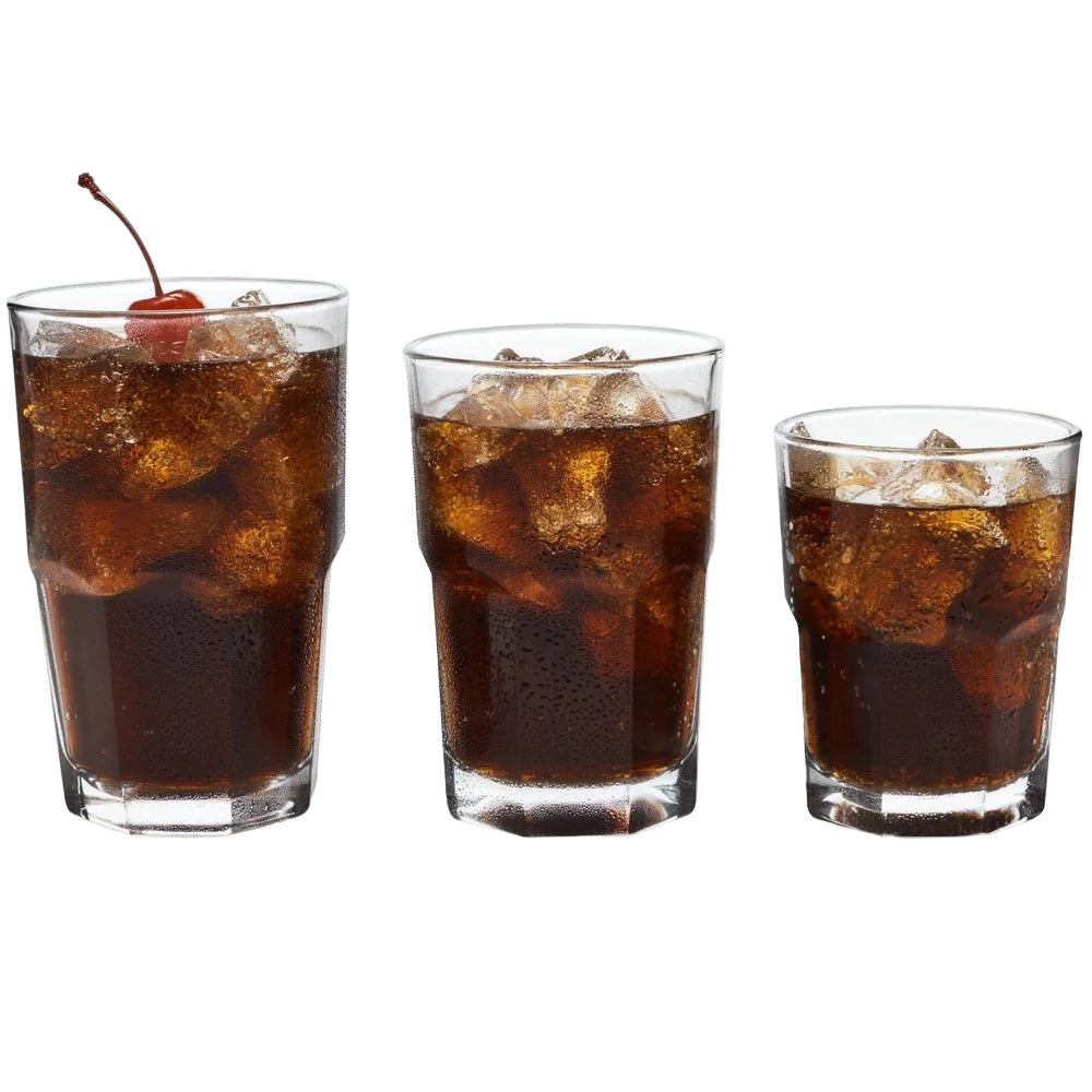 Classic Stackable Glass Cup Set 18 Piece Drinking Glasses