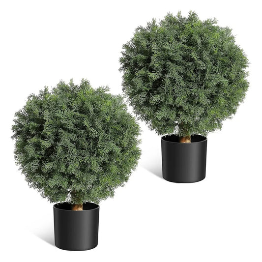 HiMISSH Cedar Topiary Balls In Pots For Front Door Decor