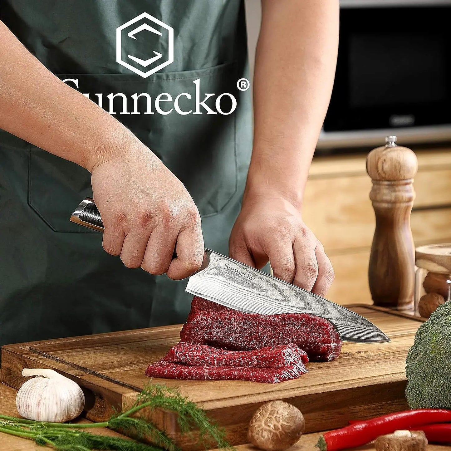 Sunnecko Damascus Chef Knife Set VG10 73 Layer Blades