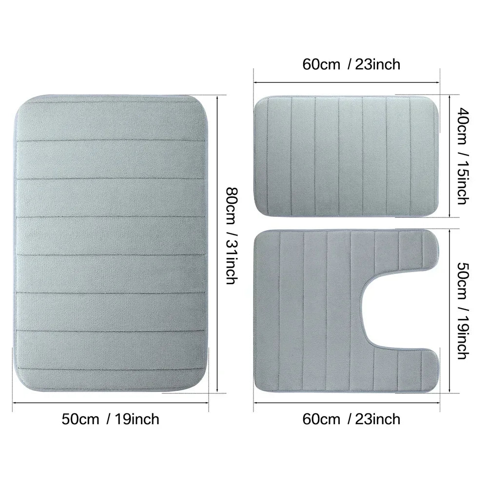 Black Memory Foam Bath Mat Soft Non-Slip Comfort