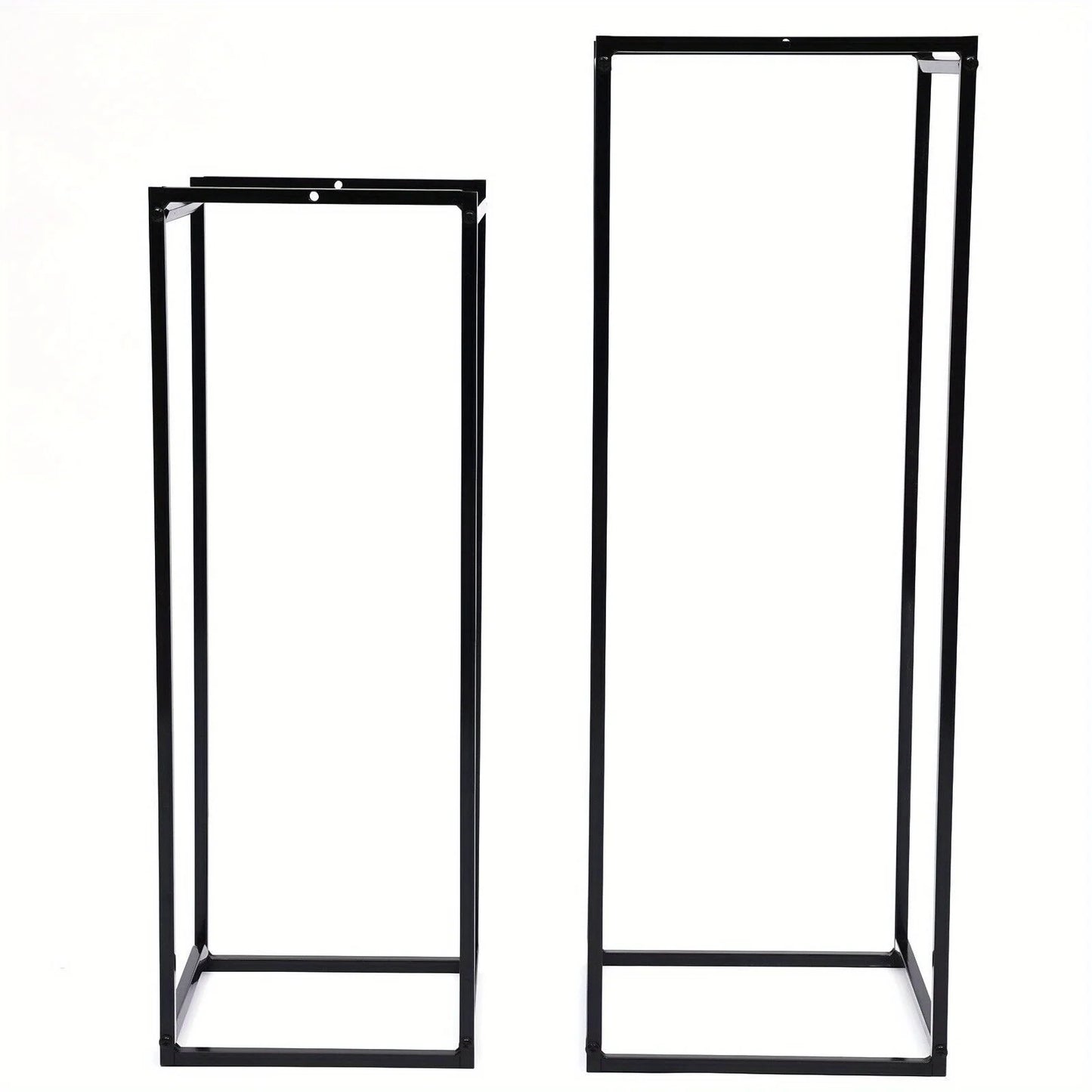Two Pack Metal Plant Stand Square Rack for Home Garden Black
