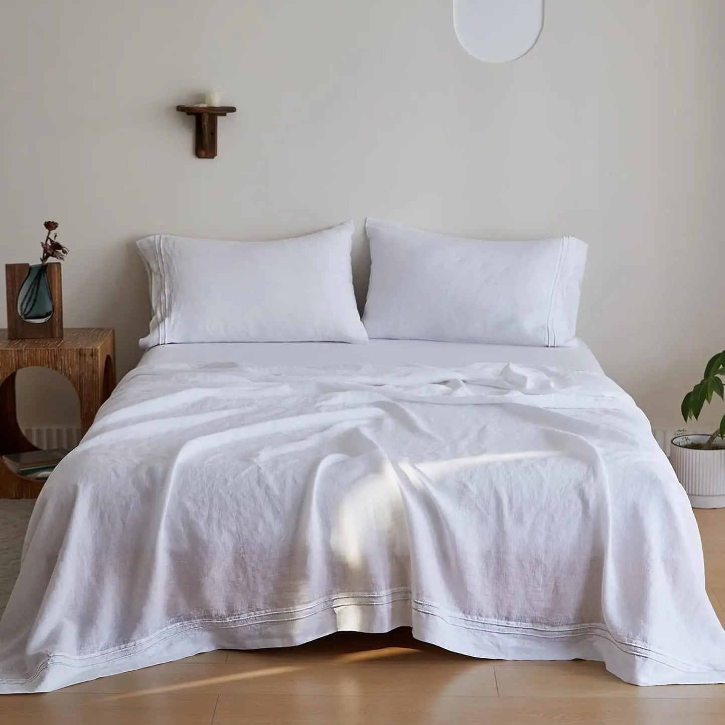 Simple Opulence 100 Percent Linen Sheet Set Embroidered