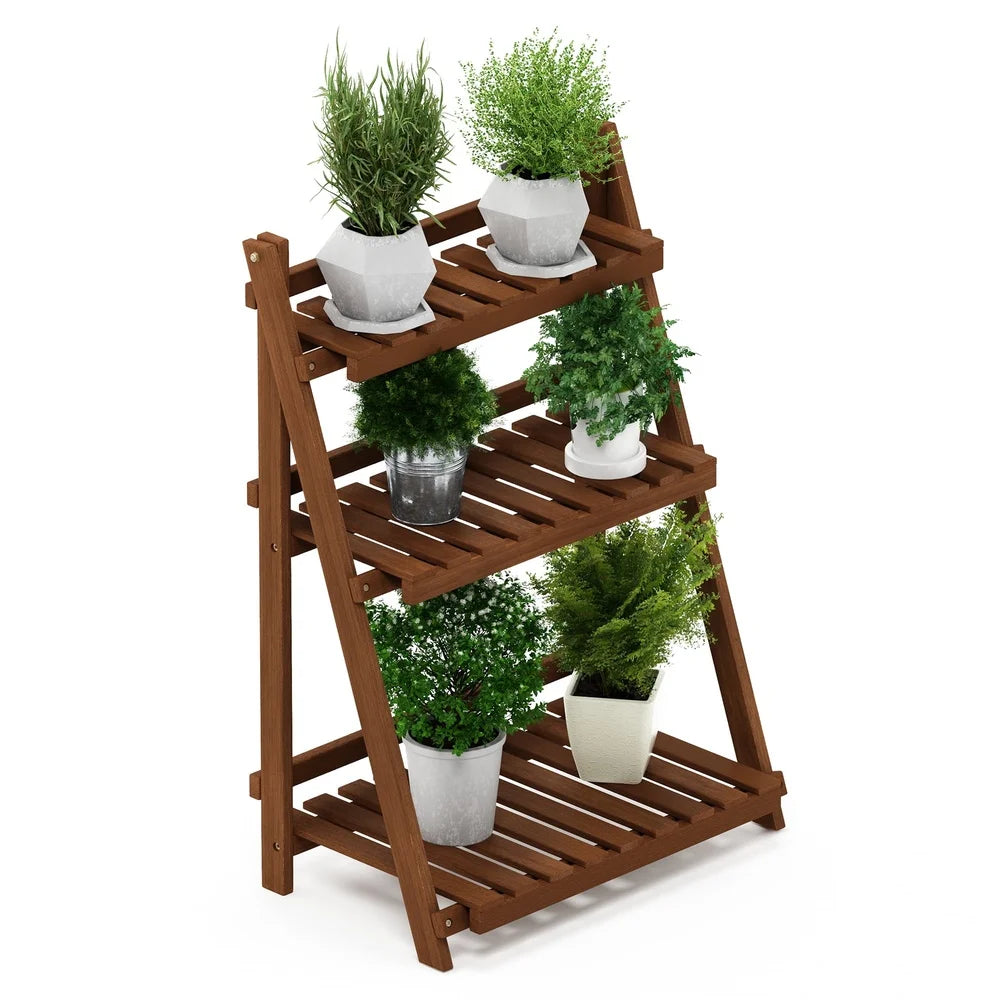 3 Tier Outdoor Flower Rack Meranti Wood Teak Oil Treated