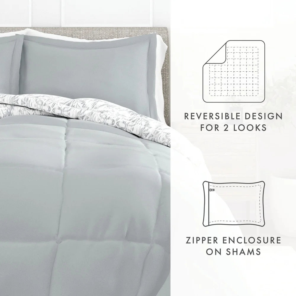 Down Alternative Comforter Set Light Blue Countryside
