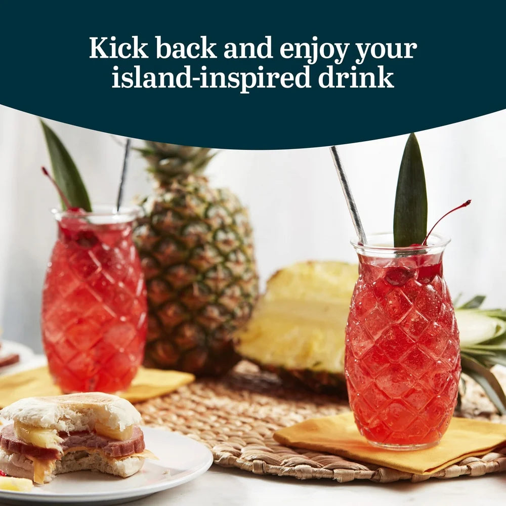 Tiki Pineapple Glasses Set of 4 for Tropical Cocktails
