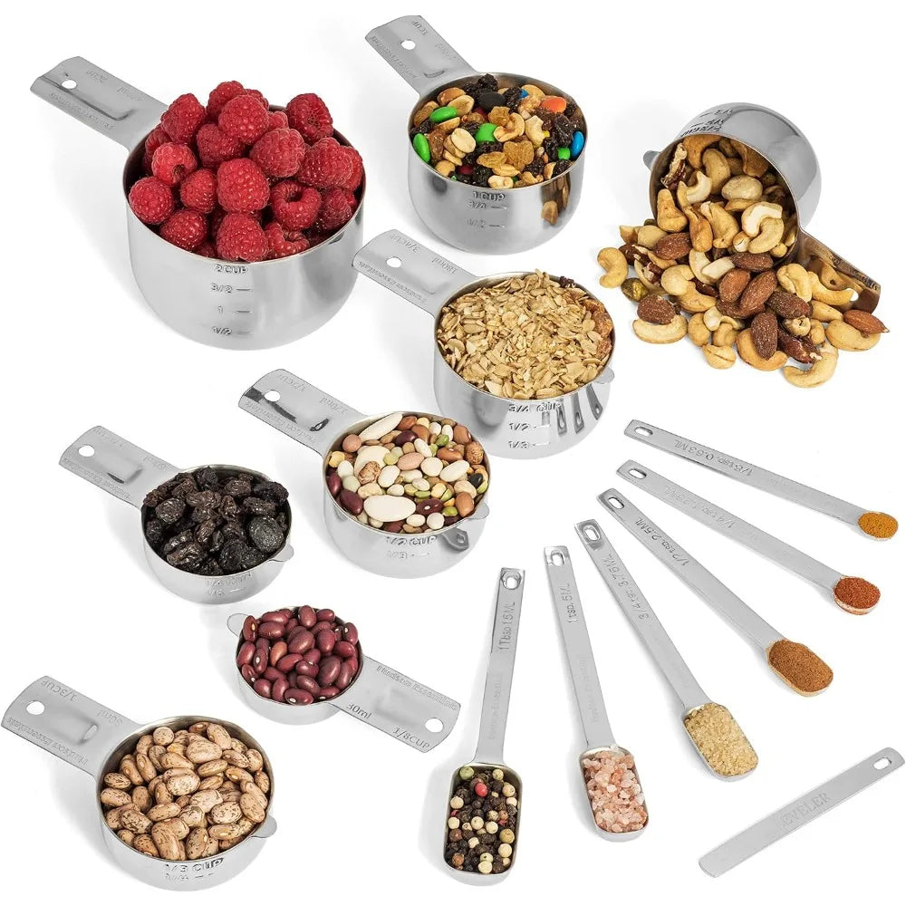 Hign Concerned Stainless Steel Measuring Cups Spoons 15Piece
