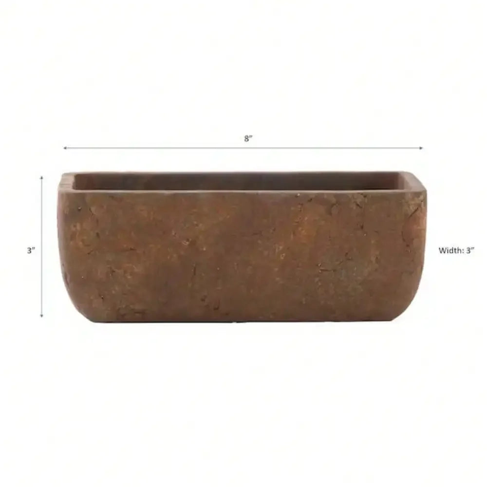 Rust Cement Trough Planter 8 Inch Indoor Windowsill Pots