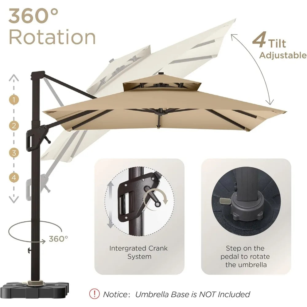 Heavy Duty Cantilever Patio Umbrella With 360 Rotation