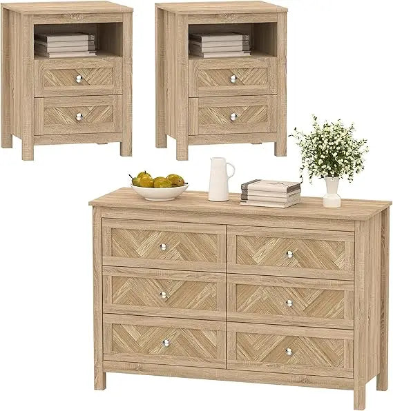 3 Piece Bedroom Set with 10 Drawers for Stylish Storage
