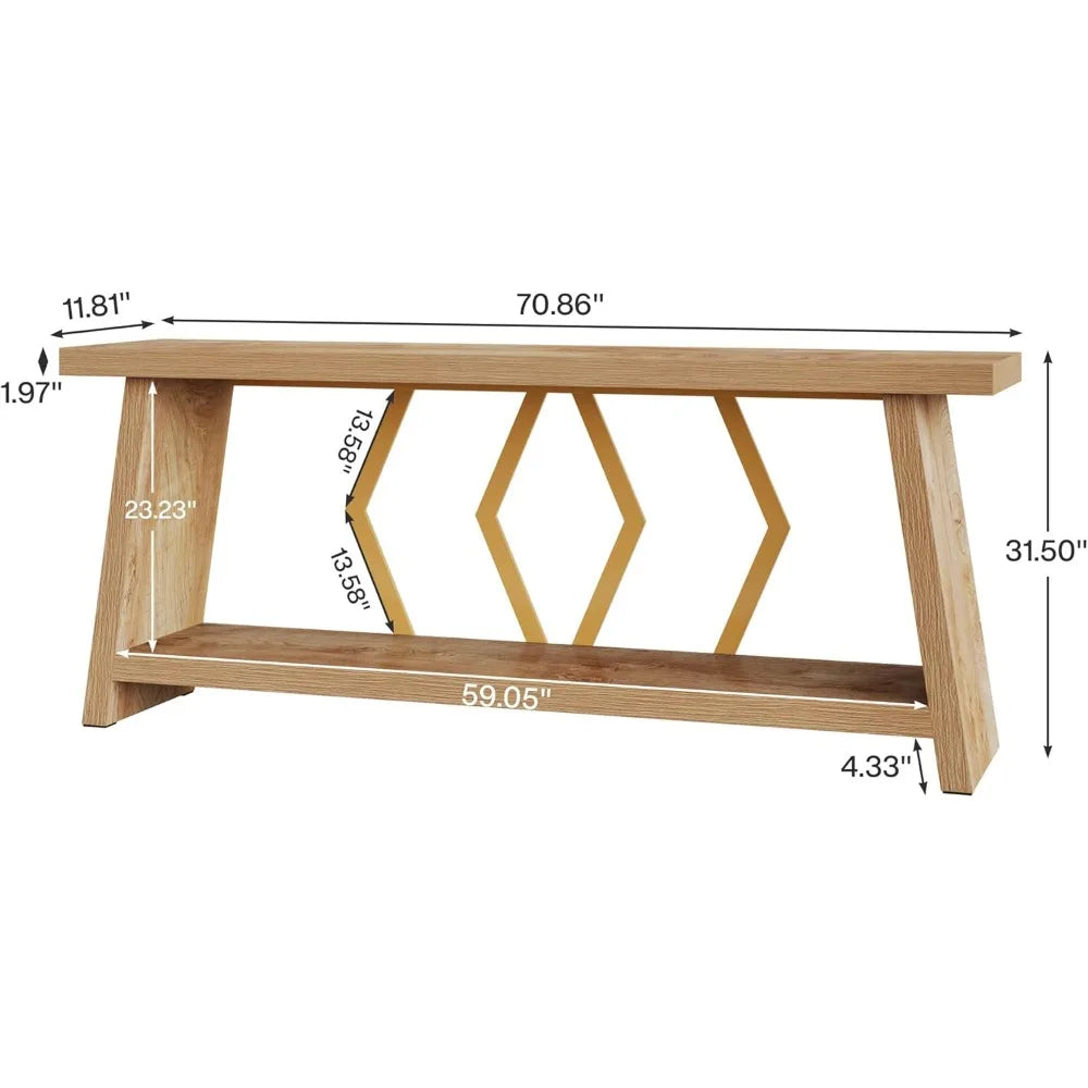 70.86 Inch Long Sofa Table For Living Room With Storage