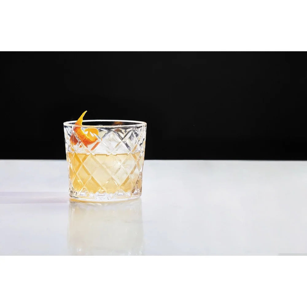 Diamond Cut Old Fashioned Glass 4Pk Set 8oz Dishwasher Safe