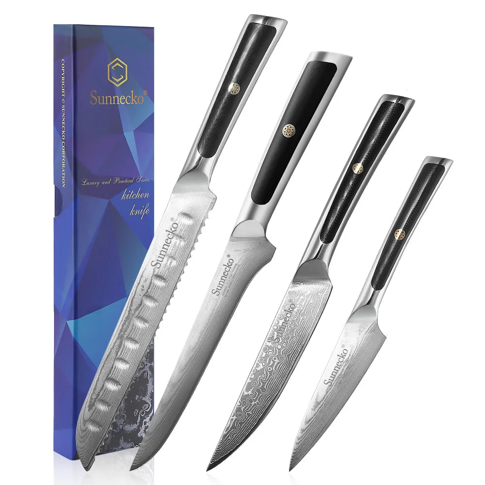 Sunnecko Damascus Chef Knife Set VG10 73 Layer Blades