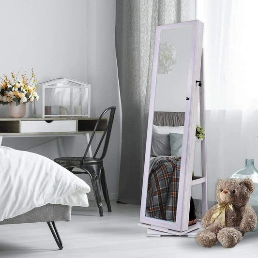 Degree Rotatable Jewelry Armoire With Full Length Mirror