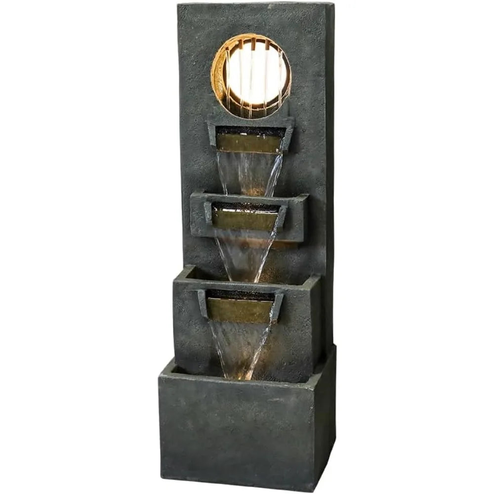 39.3 Inch Modern Outdoor Waterfall Fountain Four Tier Light