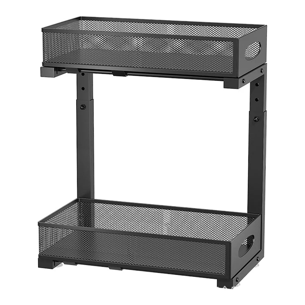 2 Tier Adjustable Under Sink Organizer with Sliding Drawer