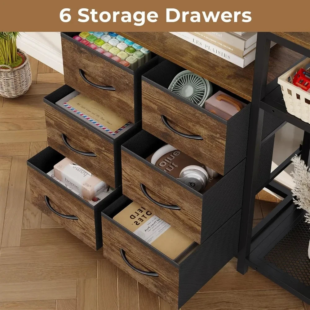 Corner Bookshelf 7 Tier Industrial Convertible Drawers