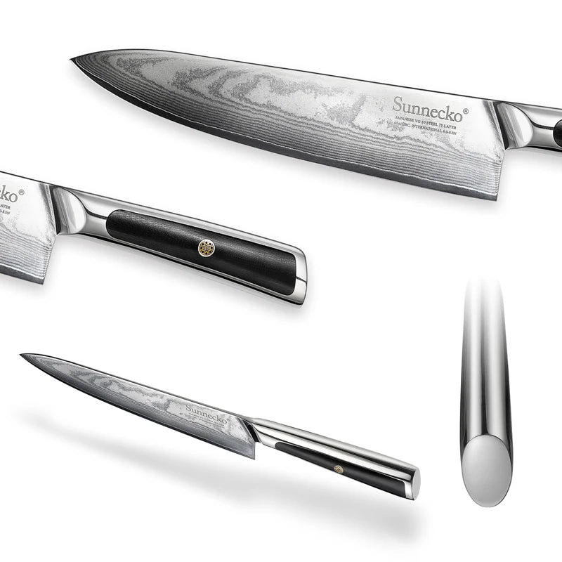 Sunnecko Damascus Chef Knife Set VG10 73 Layer Blades