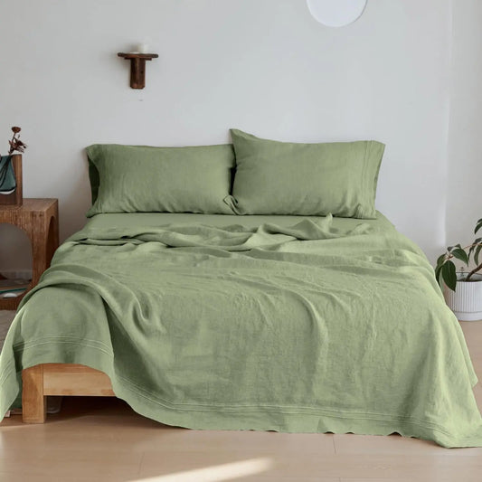 Simple Opulence 100 Percent Linen Sheet Set Embroidered