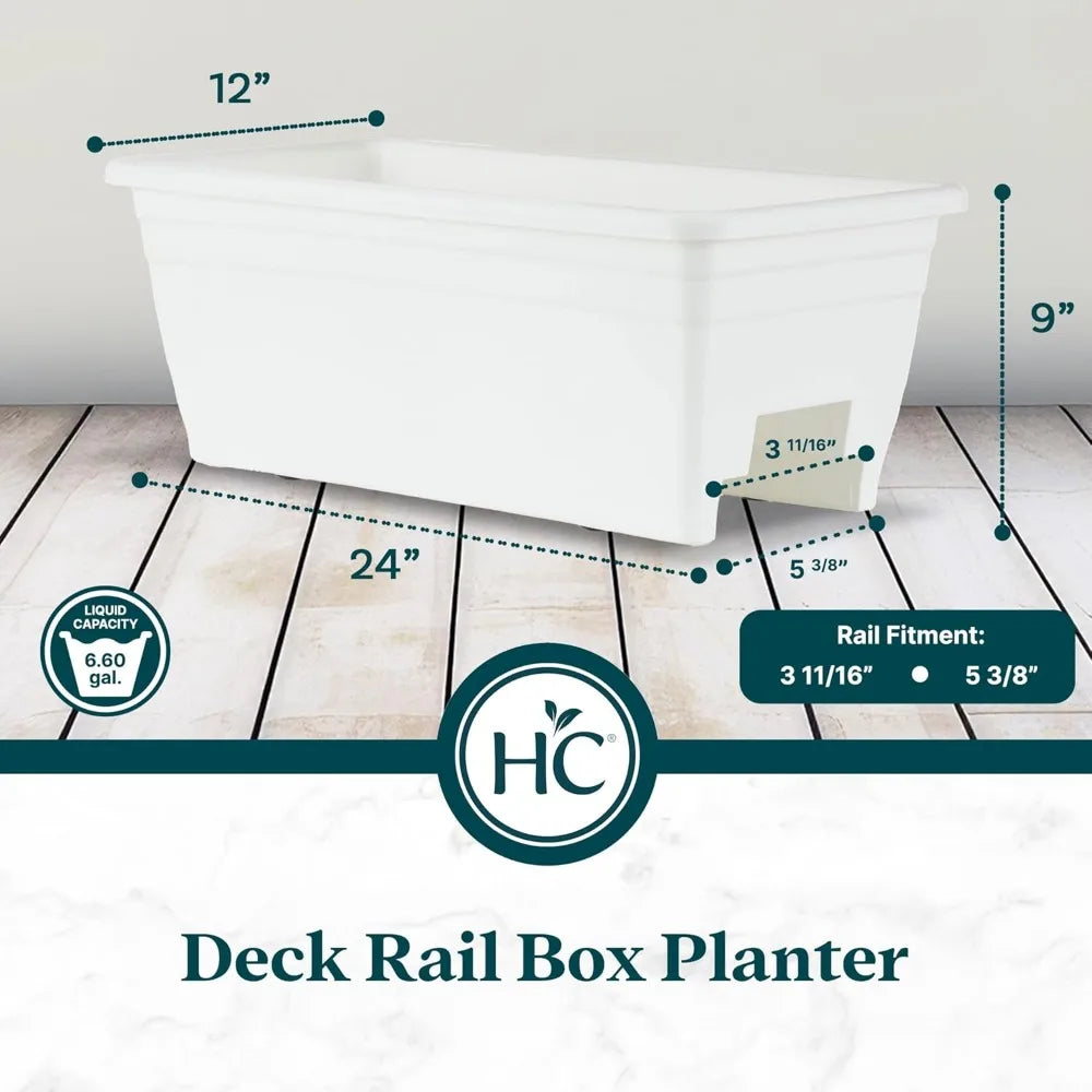 HC Companies 24 Inch Heavy Duty Plastic Deck Rail Planter