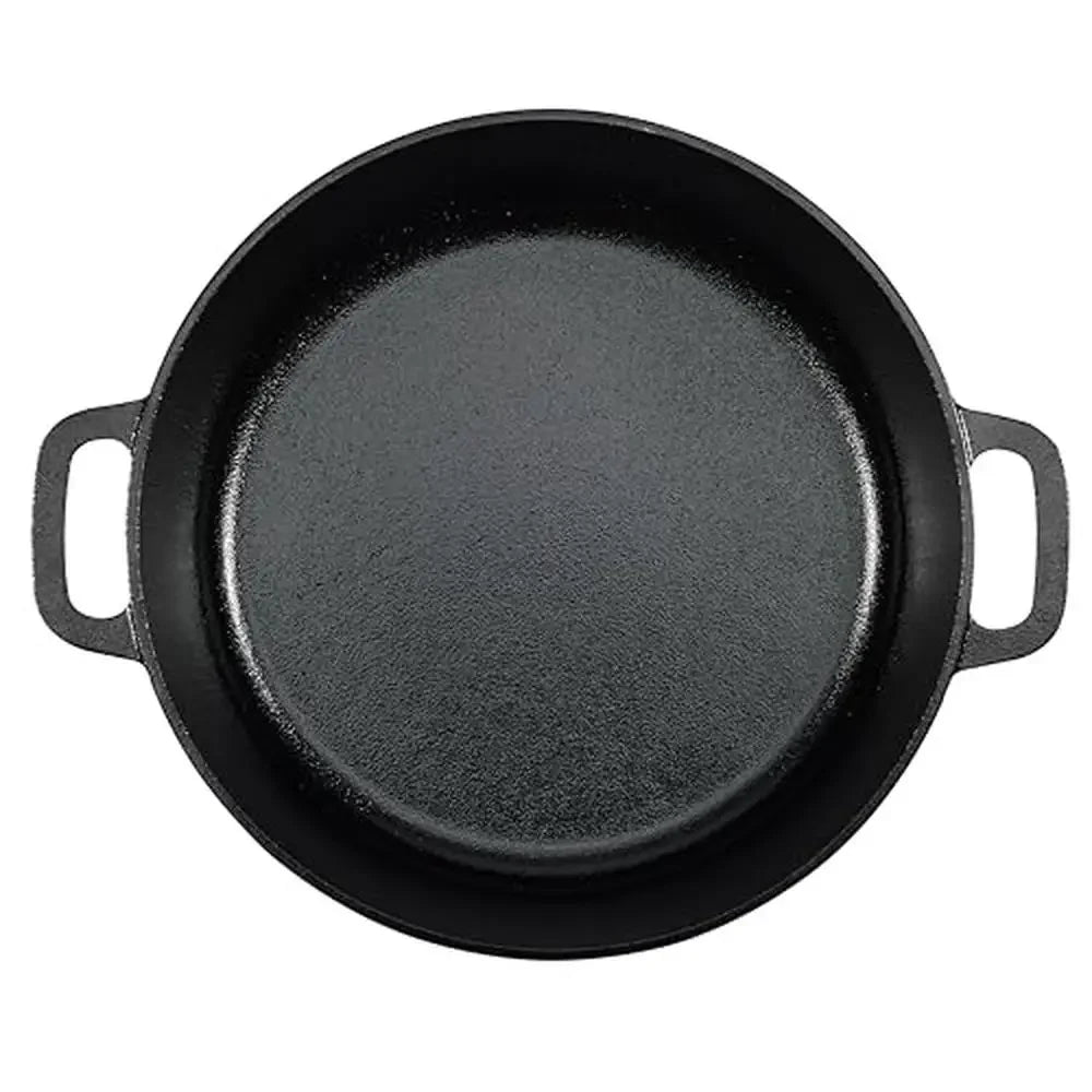 Cast Iron Dutch Oven Pot Preseasoned With Lid Black 7 Quart