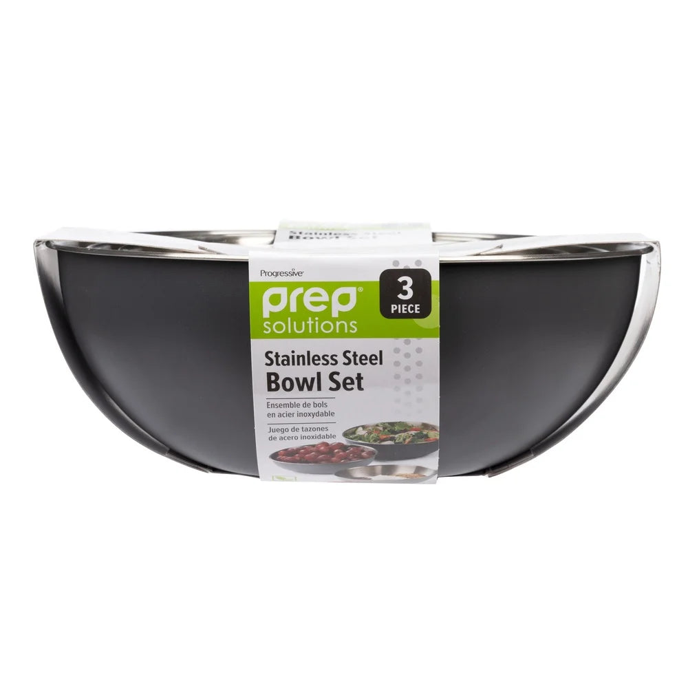3 Piece Heavy Gauge Stainless Steel Mixing Bowls Set