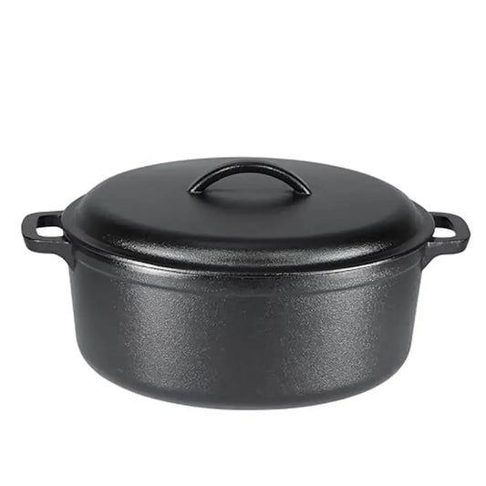 Cast Iron Dutch Oven Pot Preseasoned With Lid Black 7 Quart
