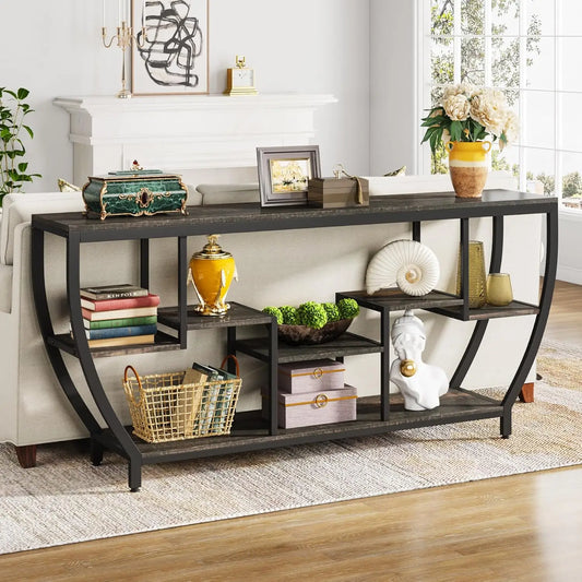 Little Tree Console Sofa Table With Shelves And Storage