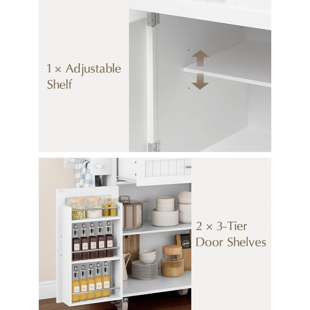 Rolling Kitchen Island Cart with Drop Leaf and Ample Storage