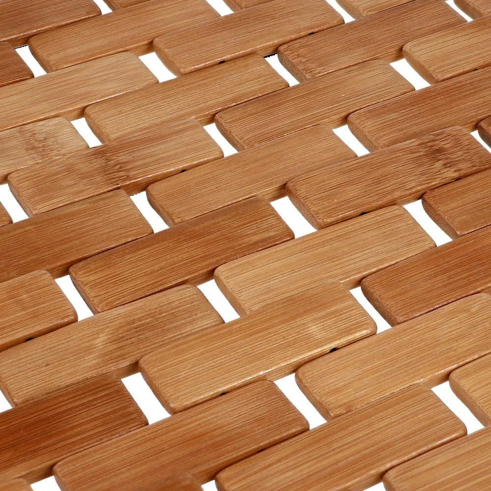 Bamboo Tile Bath Mat Non Slip Water Resistant 18x30 Inches