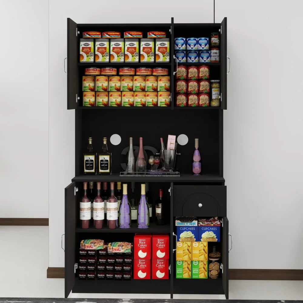 71 Inch Kitchen Pantry Cabinet With Microwave Countertop