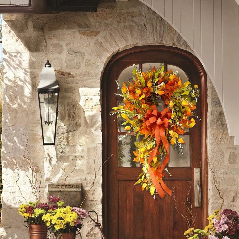 Thanksgiving Farmhouse Maple Leaf Wreath For Home Decor