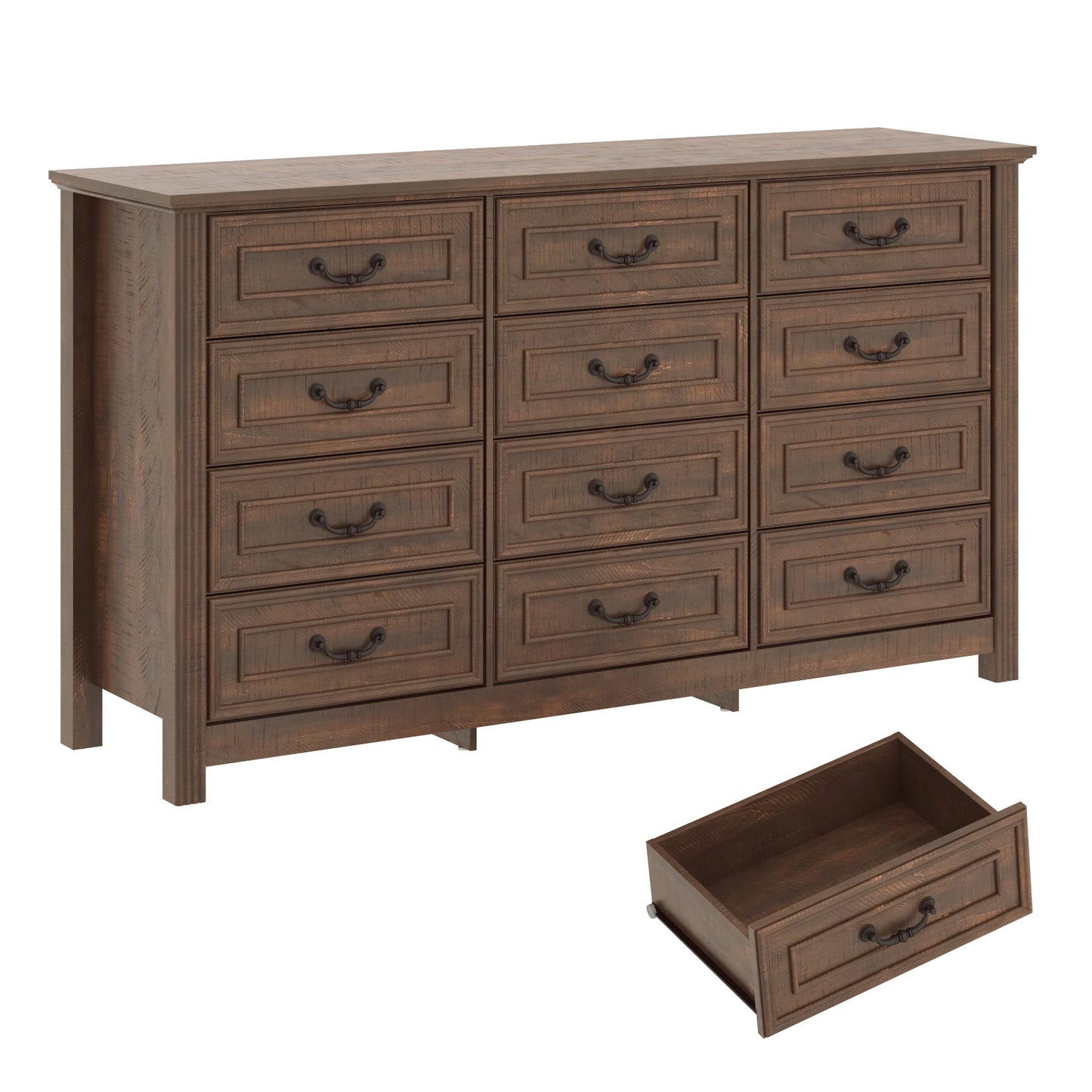 Large 12 Drawer Wooden Dresser for Stylish Bedroom Storage