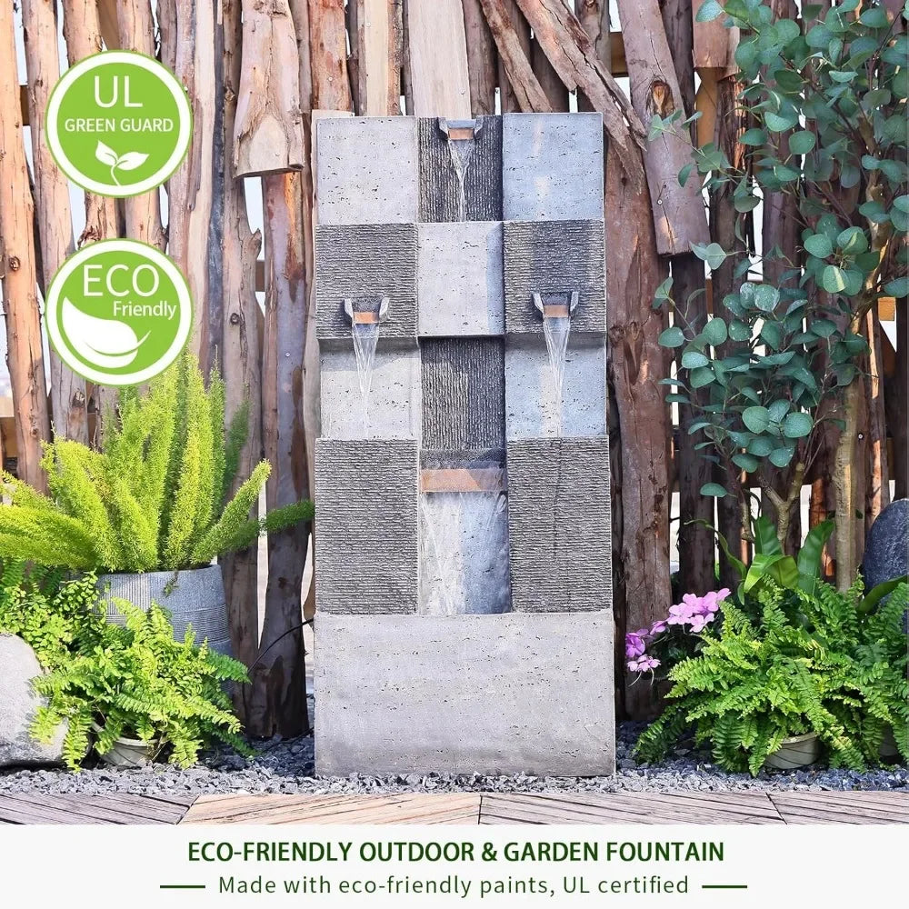 Garden Fountain 45.3 Inch 3 Story Modern Outdoor Waterfall