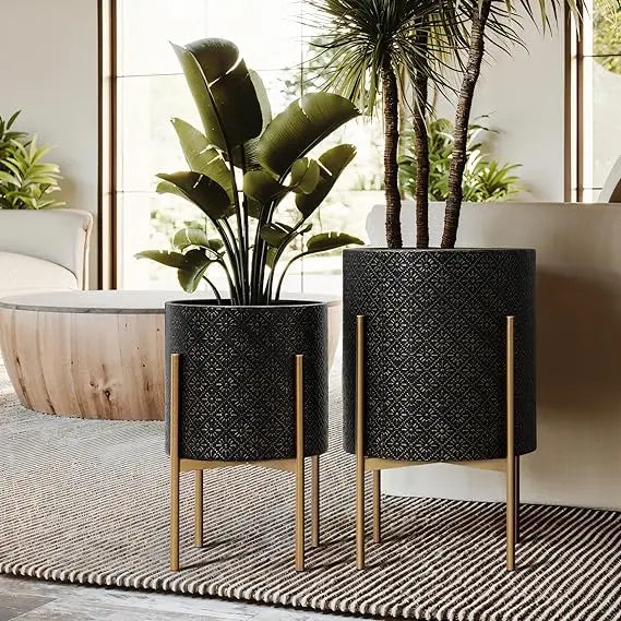 LuxenHome Mid Century Planters Set of 2 for Indoor Plants