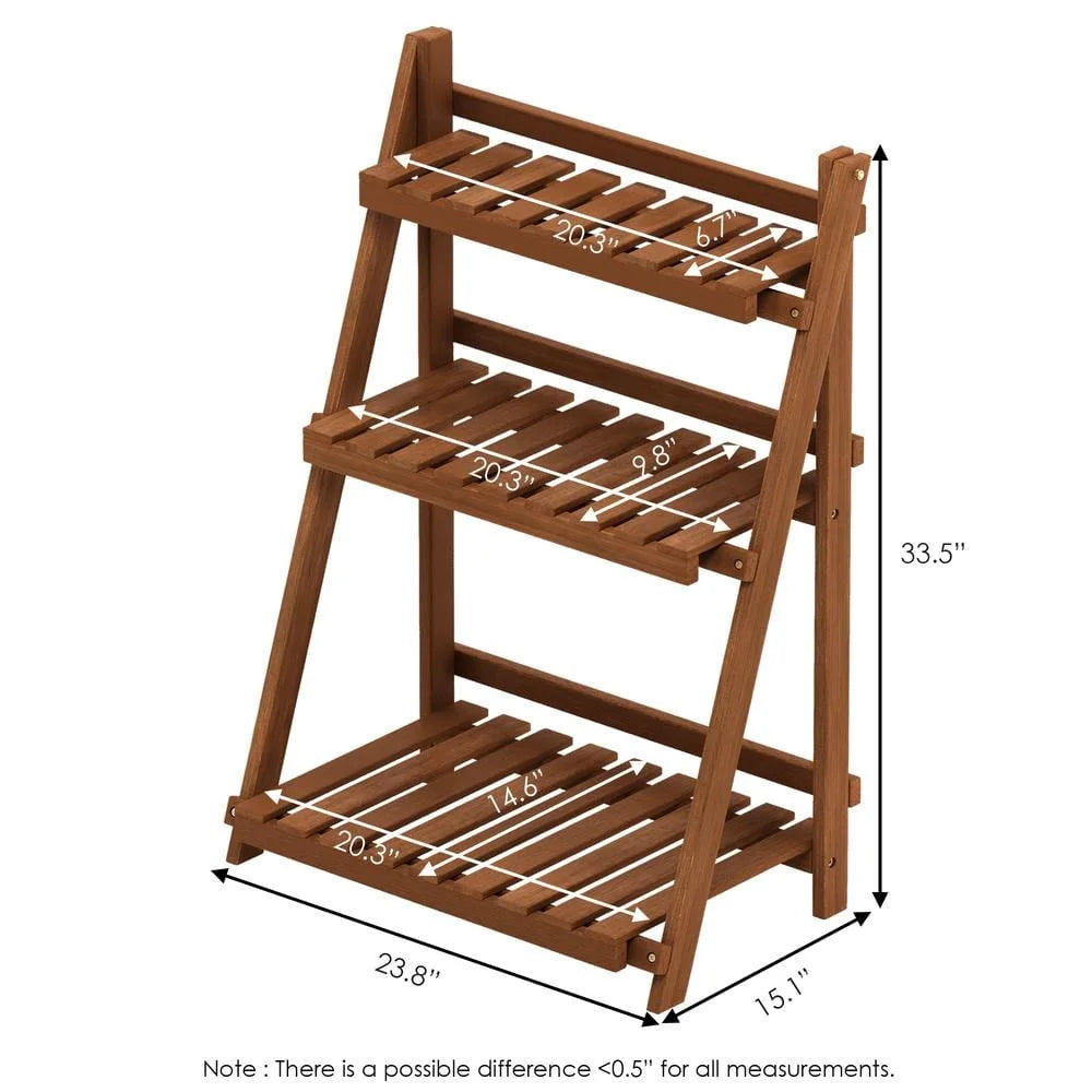 3 Tier Outdoor Flower Rack Meranti Wood Teak Oil Treated
