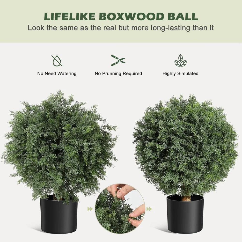 HiMISSH Cedar Topiary Balls In Pots For Front Door Decor