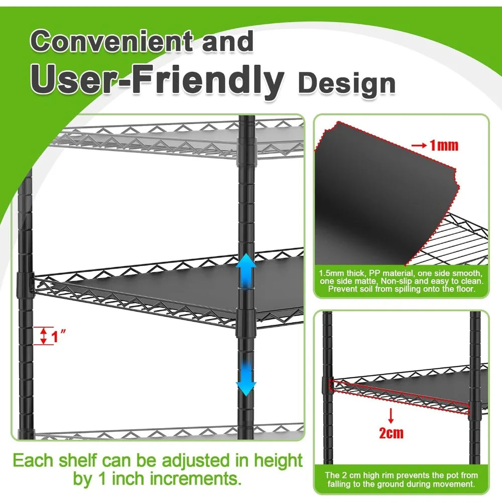 Cover 5 Tier Adjustable Metal Plant Shelving With PVC Cover