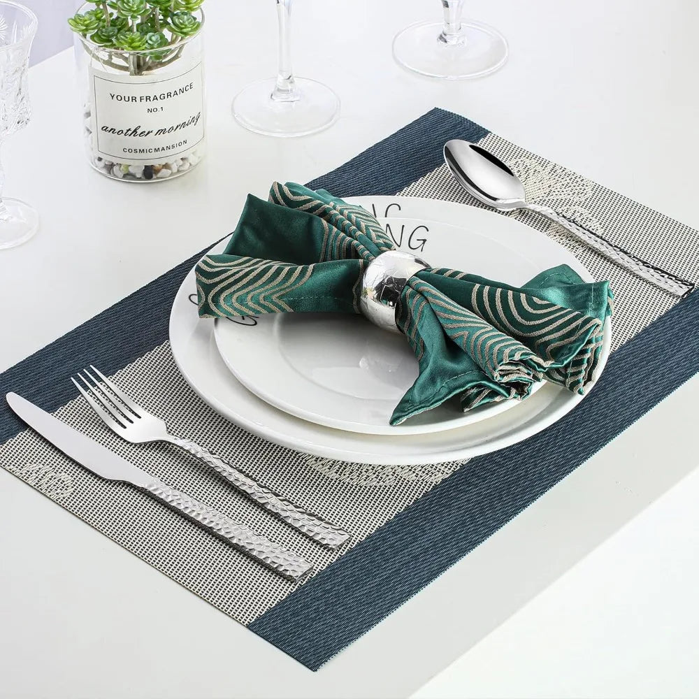 Hammered Silverware Set 20 Piece Stainless Steel Cutlery