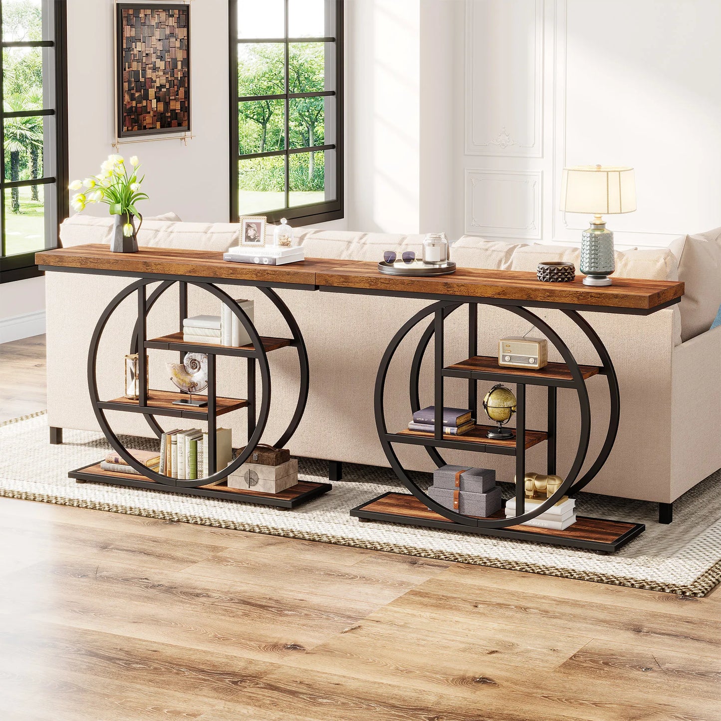Tribesigns 4-Tier Industrial Console Table For Entryway Living Room Foyer Hallway
