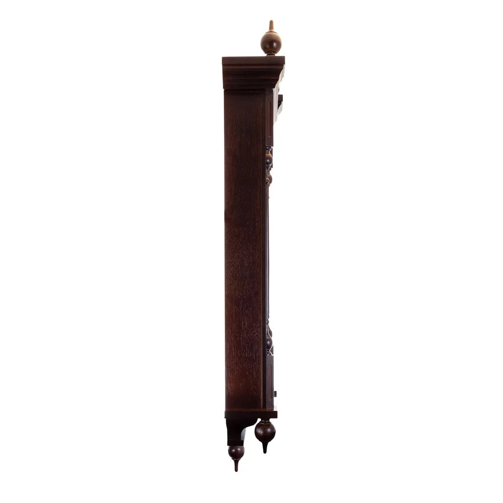 Antique Mahogany Wall Clock Chiming Roman Numerals Pendulum