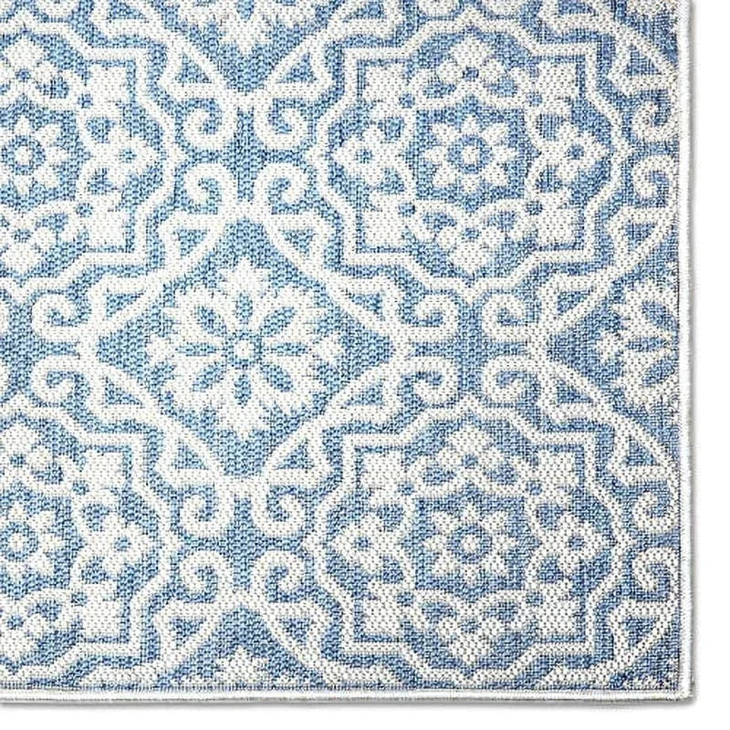 Indoor Outdoor Geometric Area Rug Low Pile Deck Carpet