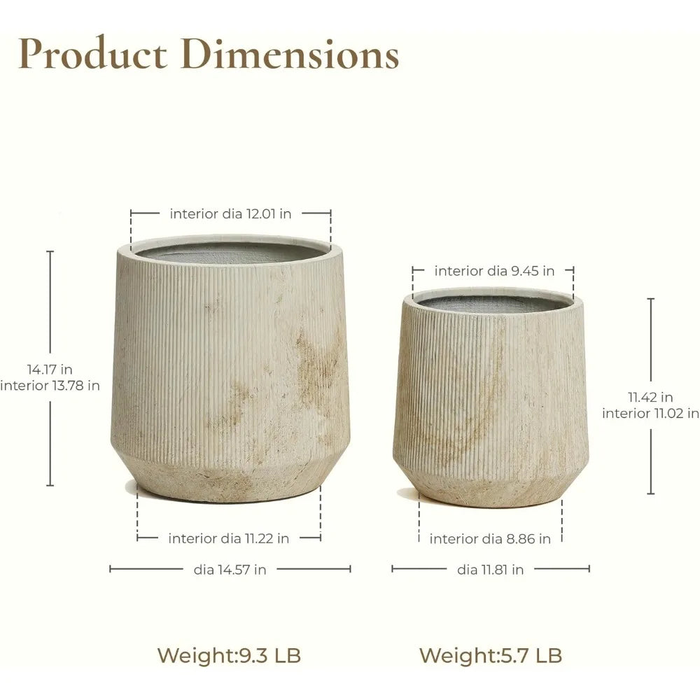 LuxenHome Round Planters 2 Indoor Plant Pots Drainage Hole