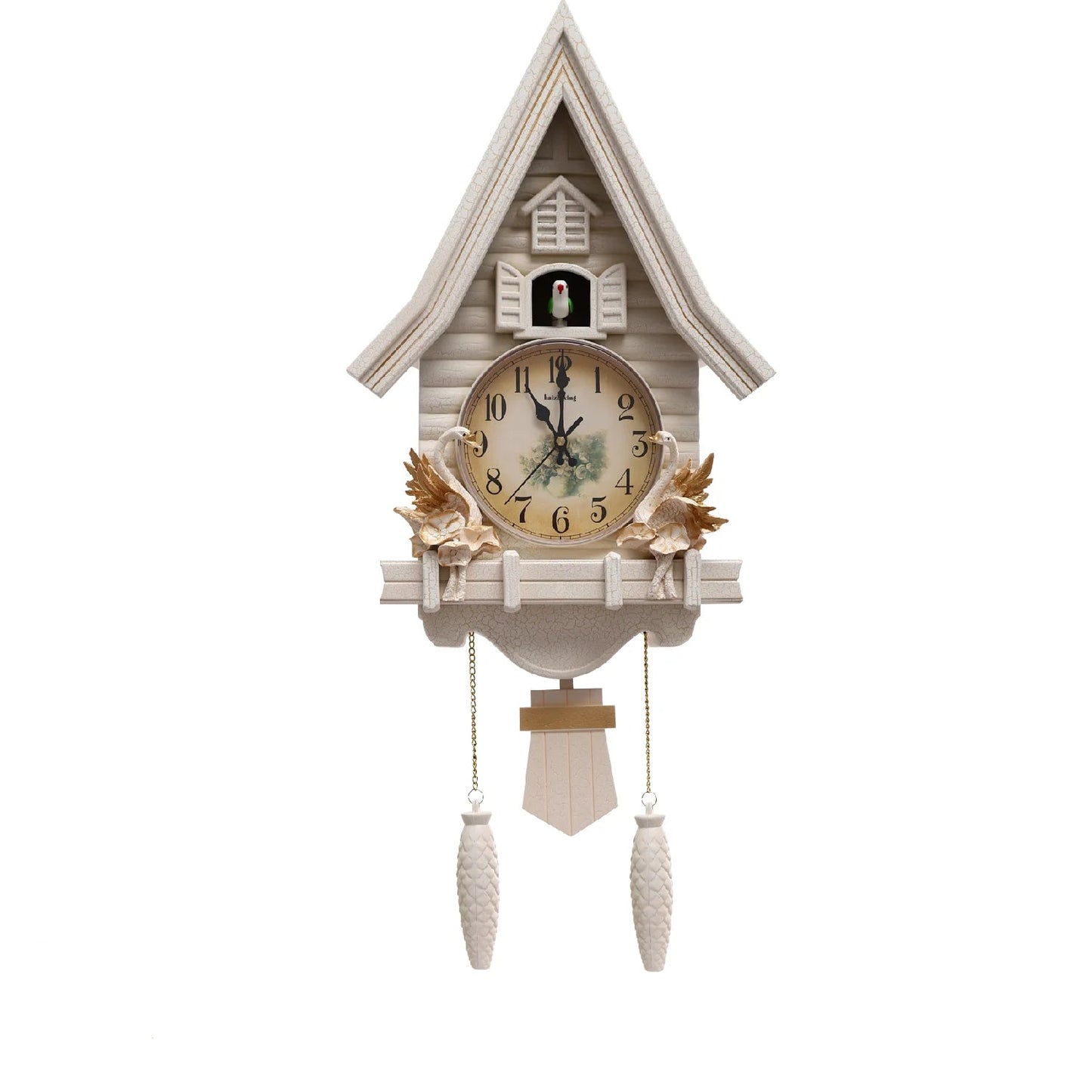 White Cuckoo Wall Clock Antique Battery Operated Creative