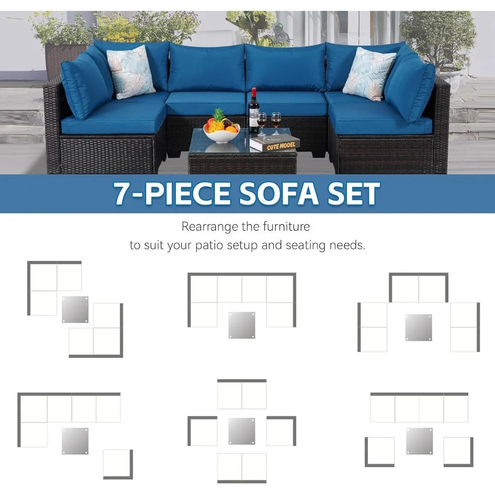 7 Piece Rattan Sectional Sofa Set for Stylish Outdoor Living