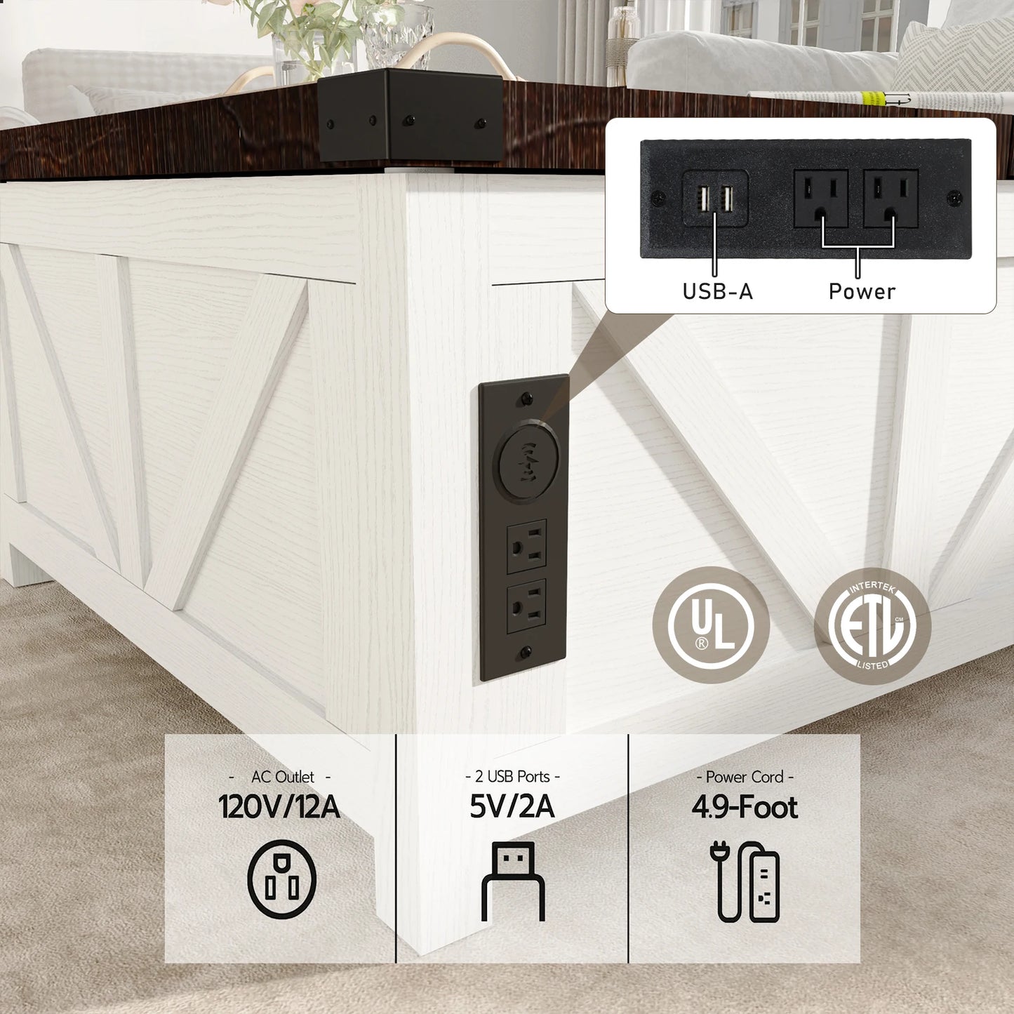Lift Top Coffee Table with Hidden Storage for Living Room